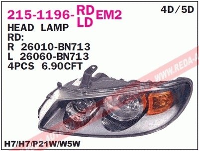 Фара передняя Nissan Almera DEPO 215-1196R-LDEM2