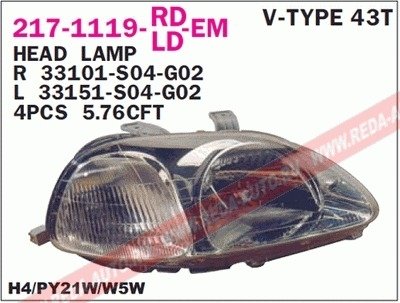 Купить Фара передняя Honda Civic DEPO 217-1119R-LD-EM (фото1) подбор по VIN коду, цена 3508 грн.