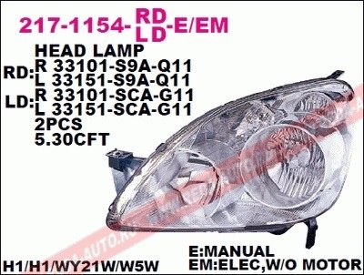 Купить Фара передняя Honda CR-V DEPO 217-1154L-LD-EM (фото1) подбор по VIN коду, цена 6813 грн.