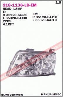 Купить Фара передняя Suzuki Grand Vitara DEPO 218-1136R-LD-EM (фото1) подбор по VIN коду, цена 5432 грн.