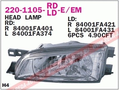 Купить Фара передняя Subaru Impreza DEPO 220-1105L-LD-EM (фото1) подбор по VIN коду, цена 4185 грн.