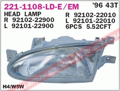 Купить Фара передняя Hyundai Accent DEPO 221-1108R-LD-E (фото1) подбор по VIN коду, цена 1433 грн.