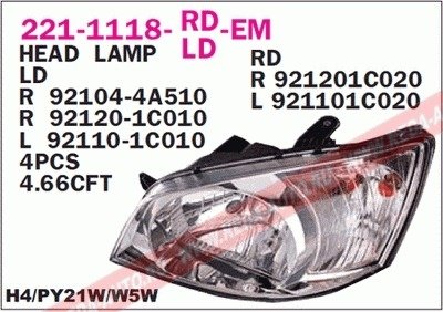 Купить Фара передняя Hyundai Getz DEPO 221-1118R-LD-EM (фото1) подбор по VIN коду, цена 2482 грн.