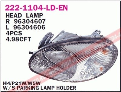 Купить Фара передняя Daewoo Lanos DEPO 222-1104R-LDEMN (фото1) подбор по VIN коду, цена 2180 грн.