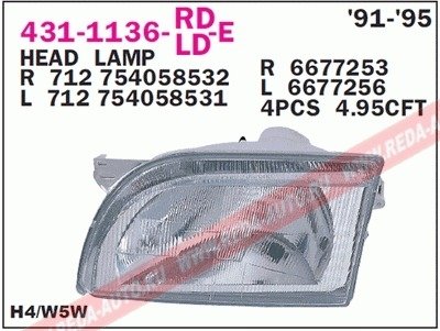 Купить Фара передняя Ford Transit DEPO 431-1136L-LD-E (фото1) подбор по VIN коду, цена 1677 грн.
