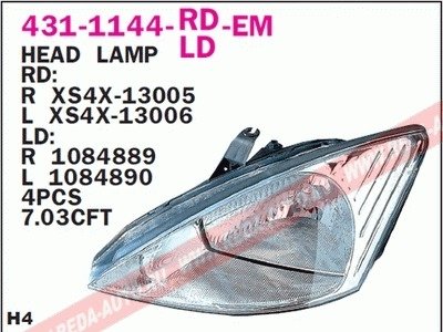 Купить Фара передняя Ford Focus DEPO 431-1144L-LD-EM (фото1) подбор по VIN коду, цена 3056 грн.