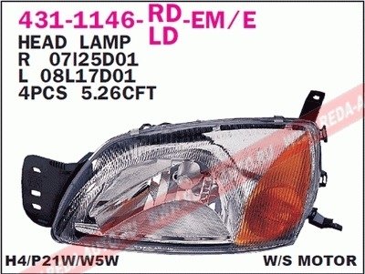 Купить Фара передняя Ford Fiesta DEPO 431-1146R-LD-EM (фото1) подбор по VIN коду, цена 2753 грн.