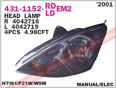 Фара передняя Ford Focus DEPO 431-1152L-LDEM2