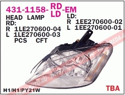 Фара передня DEPO 431-1158R-LD-EM