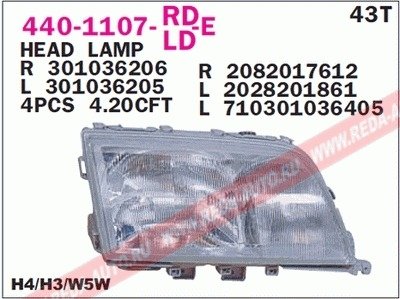 Купить Фара передняя Mercedes W202, S202 DEPO 440-1107L-LD-E (фото1) подбор по VIN коду, цена 3751 грн.