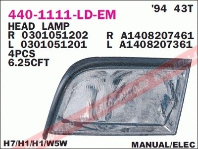 Купить Фара передняя Mercedes W140 DEPO 440-1111R-LD-EM (фото1) подбор по VIN коду, цена 4350 грн.