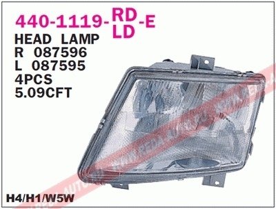 Купить Фара R (H4/H1) Mercedes Vito DEPO 440-1119R-LD-E (фото1) подбор по VIN коду, цена 3607 грн.