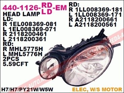 Купить Фара передняя Mercedes W211, S211 DEPO 440-1126R-LD-EM (фото1) подбор по VIN коду, цена 11418 грн.