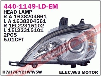 Купить Фара передняя Mercedes M-Class DEPO 440-1149L-LD-EM (фото1) подбор по VIN коду, цена 5356 грн.