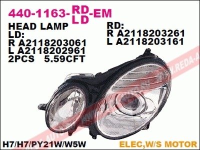 Купить Фара основная L Mercedes S211, W211 DEPO 440-1163L-LD-EM (фото1) подбор по VIN коду, цена 9549 грн.