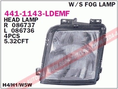 Купить Фара передняя Volkswagen LT DEPO 441-1143L-LDEMF (фото1) подбор по VIN коду, цена 3386 грн.