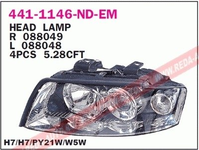 Купить Фара передняя Audi A4 DEPO 441-1146L-ND-EM (фото1) подбор по VIN коду, цена 4204 грн.