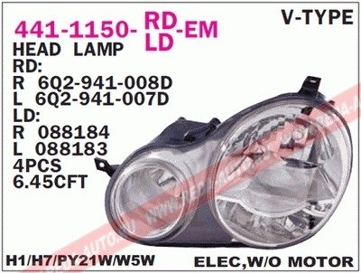 Фара передняя DEPO 441-1150L-LD-EM