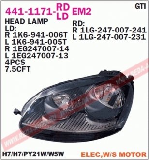 Купить Фара передняя Volkswagen Golf DEPO 441-1171R-LDEM2 (фото1) подбор по VIN коду, цена 6557 грн.