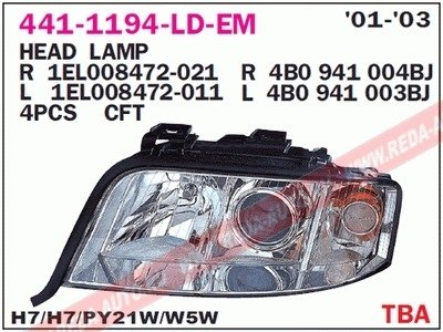 Купить Фара передняя Audi A6 DEPO 441-1194R-LD-EM (фото1) подбор по VIN коду, цена 4443 грн.