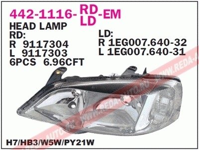 Фара передняя Opel Astra DEPO 442-1116L-LD-EM