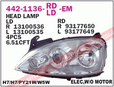 Купить Фара передняя Opel Corsa DEPO 442-1136L-LD-EM (фото1) подбор по VIN коду, цена 5369 грн.