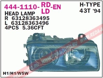 Купить Фара BMW E36 DEPO 444-1110L-LD-EN (фото1) подбор по VIN коду, цена 6979 грн.