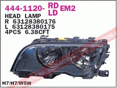 Купити Фара прав. H7/H7 SED/TOURING черна рамка -09/01 [] BMW E46 DEPO 444-1120R-LDEM2 (фото1) підбір по VIN коду, ціна 4710 грн.