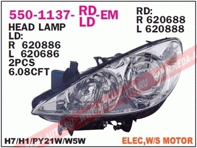 Фара передняя DEPO 550-1137L-LD-EM