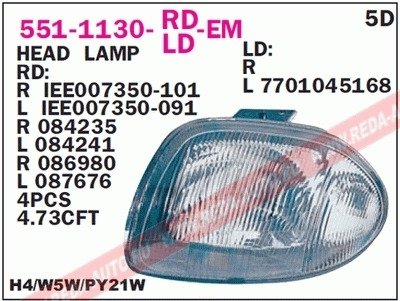 Фара передня DEPO 551-1130L-LD-EM