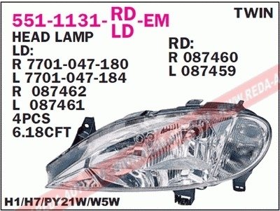 Фара передняя DEPO 551-1131L-LD-EM