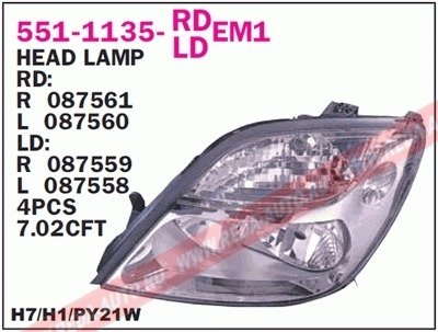 Купить Фара передняя Renault Scenic DEPO 551-1135L-LDEM1 (фото1) подбор по VIN коду, цена 4233 грн.