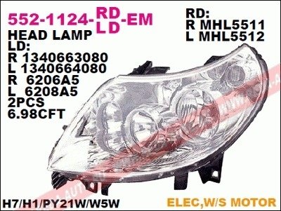 Фара Fiat Ducato, Citroen Jumper, Peugeot Boxer DEPO 552-1124L-LD-EM