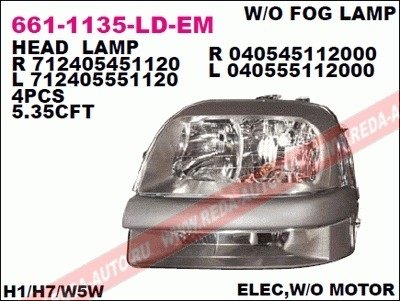 Фара передняя DEPO 661-1135L-LD-EM