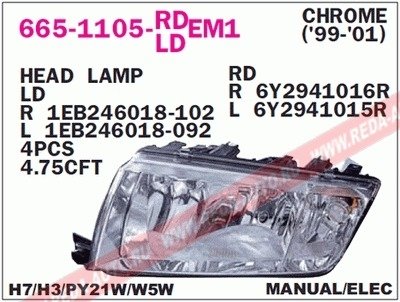 Фара передняя Skoda Fabia DEPO 665-1105R-LDEM1