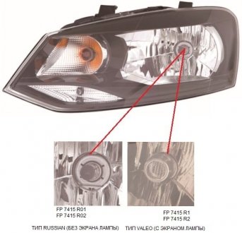 Фара передня Volkswagen Polo DEPO fp 7415 r01-e