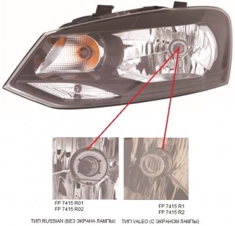 Фара передняя DEPO fp 7415 r02-e