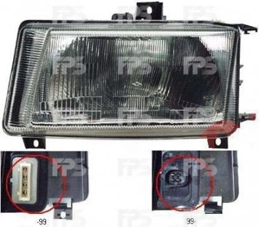 Купить Фара передняя Volkswagen Polo, Caddy DEPO fp 9505 r1-e (фото1) подбор по VIN коду, цена 1566 грн.