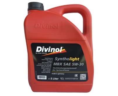 Купить Масло моторное Syntholight MBX 5W-30 5 Л. Divinol 492105 (фото1) подбор по VIN коду, цена 2007 грн.