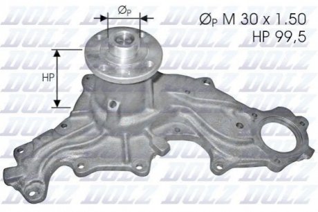 FORD Помпа воды Sierra V6 2.0,2.3,2.8 84- DOLZ f-120