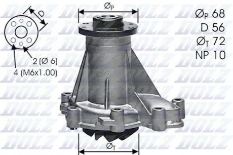 Помпа водяна Mercedes W124, G-Class, W140, S124, W202, S202, W210, S210 DOLZ m276