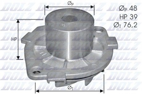 Купити Насос води Lancia Kappa, Fiat Doblo, Alfa Romeo 156, Fiat Grande Punto, Alfa Romeo 166, 145, 146, Fiat Punto, Alfa Romeo 147, Lancia Musa, Fiat Croma DOLZ s214 (фото1) підбір по VIN коду, ціна 965 грн.