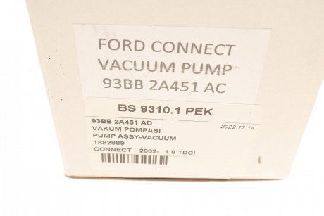 Помпа вакуумна Ford Connect 1.8TDCi 02- Ford Sierra, Fiesta, Escort, Orion, Mondeo, Focus, Connect, Transit, Galaxy, S-Max, C-Max DP Group bs 9310.1 pek