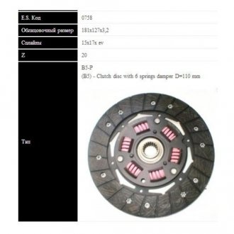 SASSONE RENAULT Диск сцепления 4,5 -85 180 (181мм, 6 пружин) E.SASSONE 0758 ST