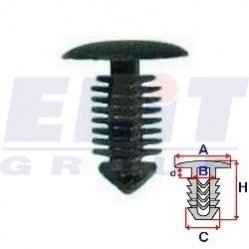 Купити Кліпса обивки дв. (к-т:10 шт) размер:A = 14mm/B = 3mm/C = 7,9mm/d = 2,7mm/H = 17,5mm Citroen Berlingo, Peugeot Partner ELIT r 10495 (фото1) підбір по VIN коду, ціна 47 грн.