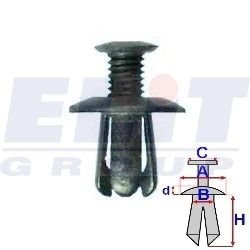 Дюбель бампера (к-т:10 шт) размер:A = 18,1mm/B = 8,2mm/C = 9mm/d = 2,7mm/H = 12,4mm ELIT r 60001