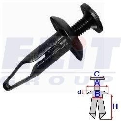 Кліпса подКрилков (к-т:10 шт) размер:A= 15,3mm/B= 6,3mm/C= 9,8mm/d= 2,8mm/H= 23mm ELIT r B14992