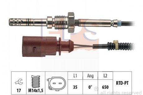 VW Датчик температуры ОГ T5 2,5TDI EPS 1.220.065