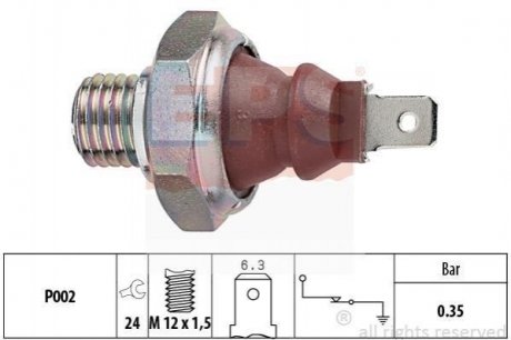 Датчик тиску оливи BMW E21, E30, E12, E28, E23, E32, Mercedes G-Class, W901, W902, Vito, V-Class, W903, Volkswagen LT, Mercedes W904 EPS 1.800.026