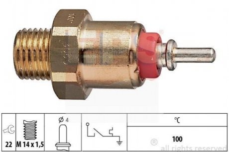 DB Датчик температуры воды (красный) 100&quot;C M103/OM601-603/616 Mercedes W124, S124, W116, W126, C124, C207, C238, C126, G-Class, T1/T2 EPS 1.840.069